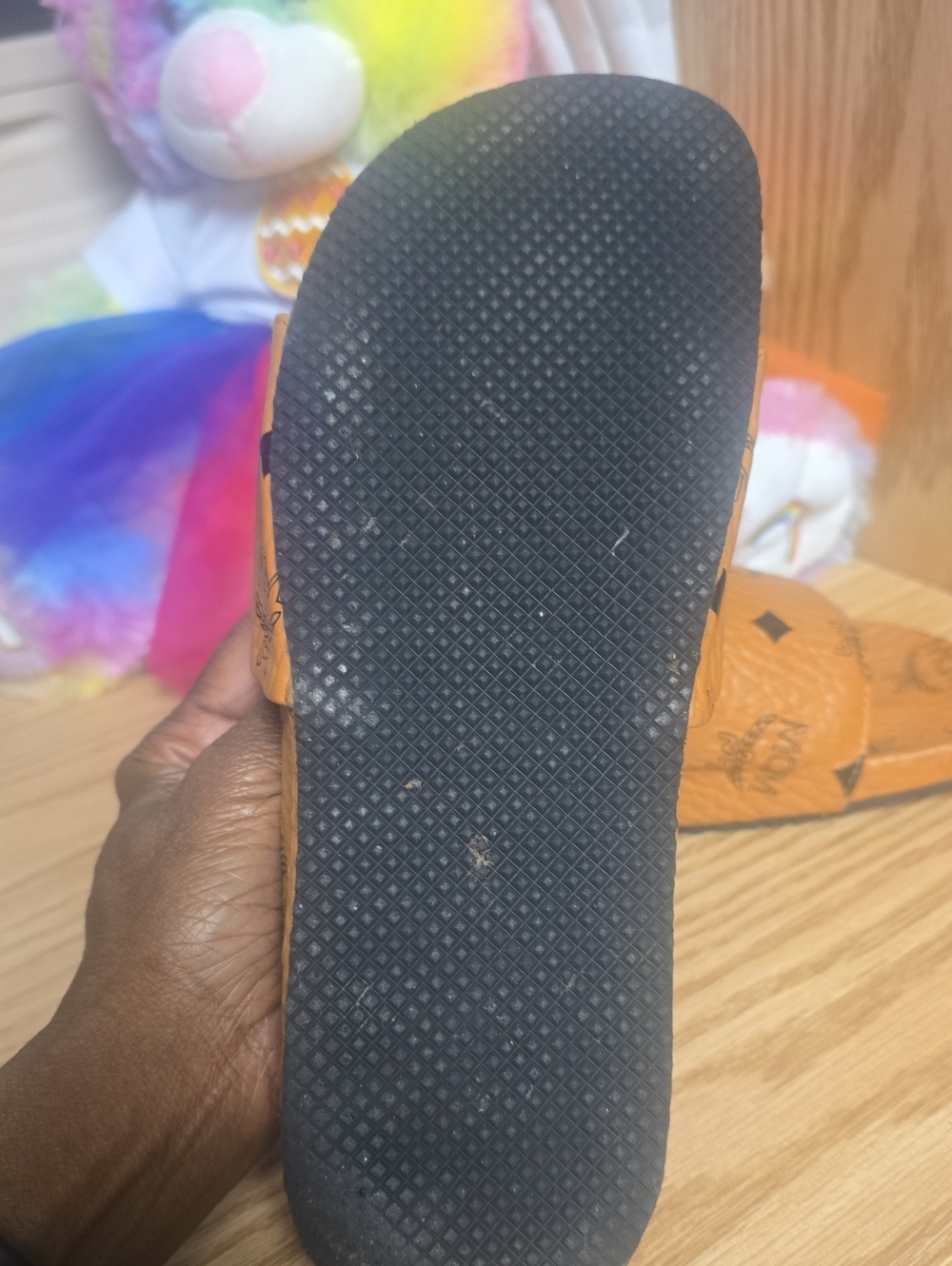 MCM Cognac Logo Slide Sandals - Tan Brown - Picture 3 of 8